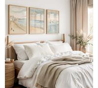 LTjiajuypd Ensemble de 3 toiles imprimées « Plage aux tons doux » : art mural minimaliste côtier, décoration intérieure neutre pour maison de campagne, bureau ou intérieur (50 x 70 cm - 3 pièces)