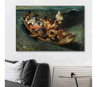 LTjiajuypd Eugène Delacroix La Liberté guidant le peuple Affiche Impressions sur toile Peinture Révolution française Art mural Chambre Décoration d'intérieur 70x100cm Sans cadre