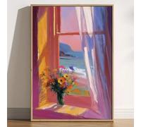 LTjiajuypd Exposition de peinture fauviste de style fenêtre ouverte d'Henri Matisse, mer Méditerranée, oranger, vue côtière, bateaux (40x55cm)