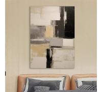 LTjiajuypd Impression sur toile abstraite géométrique noire et grise, art mural minimaliste, décoration moderne, affiche beige (50x70CM/sans cadre)