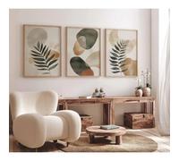 LTjiajuypd Impression sur toile, affiche bohème abstraite végétale, impression minimaliste, beige neutre, décoration murale pour la maison (60 x 90 cm - 3 pièces)