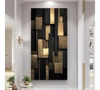 LTjiajuypd Impression sur toile, art mural abstrait moderne géométrique noir et doré, neutre pour la décoration du salon (30x60cm)