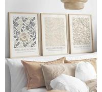 LTjiajuypd Impression sur toile beige neutre William Morris Affiche florale abstraite Art botanique moderne Décoration murale pour chambre à coucher (60x90cm-3 pièces)
