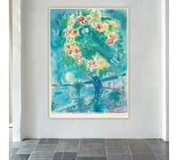 LTjiajuypd Impression sur toile de Marc Chagall « Couple et poisson », peinture à l'huile sur toile, œuvre d'art célèbre, affiche, photo, décoration murale pour la maison (70 x 100 cm)