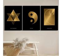 LTjiajuypd Impression sur toile décorative HD, symbole yin et yang doré et noir, style nordique, pour décoration de chambre et de maison (30 x 50 cm, 3 pièces)