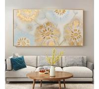 LTjiajuypd Impression sur toile Fleurs Lumière dorée Luxe Moderne Salon Peinture à l'huile décorative style nordique Fresque pour la décoration de la maison ou du bureau (80 x 160 cm)