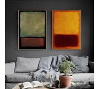 LTjiajuypd Impression sur toile HD de Mark Rothko, affiche minimaliste moderne, décoration d'intérieur, bleu et orange, 50 x 70 cm, lot de 2, sans cadre