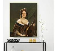 LTjiajuypd Impression sur toile « Jeune femme au luth » de Friedrich von Amerling, peinture à l'huile, affiche, décoration murale moderne (70 x 110 cm, sans cadre)