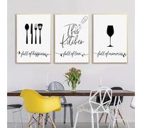 LTjiajuypd Impression sur toile moderne et simple, noir et blanc, tableau décoratif pour cuisine et maison, 30 x 40 cm, 3 pièces, sans cadre