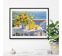 LTjiajuypd Impression sur toile - Nature morte botanique représentant un citronnier dans une cuisine d'été côtière italienne (40 x 55 cm)