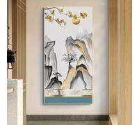 LTjiajuypd Impression sur toile, paysage chinois, décoration, tableau vertical moderne et minimaliste, ginkgo (60 x 120 cm)
