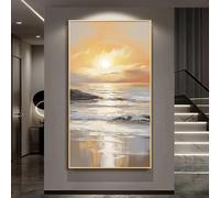 LTjiajuypd Impression sur toile, peinture abstraite, coucher de soleil sur l'océan, affiche « Un avenir radieux », décoration murale pour la maison et le bureau, thème plage (50 x 100 cm)