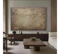 LTjiajuypd Impression sur toile, peinture abstraite minimaliste aux tons chauds bruns terreux, art mural de style Japandi ou décoration intérieure moderne et neutre (70 x 110 cm/sans cadre)