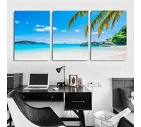 LTjiajuypd Impression sur toile représentant des cocotiers et la mer, paysage naturel, décoration moderne pour la maison et le bureau, 40 x 55 cm, 3 pièces, sans cadre