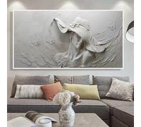 LTjiajuypd Impression sur toile représentant un buste blanc, portrait de femme, fille abstraite au chapeau, peintures en relief, images pour décoration d'intérieur, 30 x 60 cm, sans cadre
