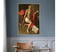 LTjiajuypd Impression sur toile « Saint Jérôme pénitent » de Georges de la Tour, peinture à l'huile, affiche, décoration murale, décoration d'intérieur (40 x 60 cm, sans cadre)