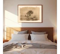 LTjiajuypd Impression sur toile sépia vintage représentant un paysage d'arbres, style champêtre neutre et feutré, art mural Wabi-Sab (60x85cm)