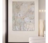 LTjiajuypd Impression sur toile, style nordique moderne, abstrait, plantes et fleurs blanches, peinture à l'huile, décoration pour salon ou couloir (60 x 90 cm)
