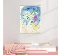 LTjiajuypd Impressions sur toile de Marc Chagall « En souvenir de Bella, 1949 » Peinture à l'huile sur toile, décoration murale (60 x 80 cm)