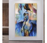 LTjiajuypd Impressions sur toile, décoration d'hôtel, peintures, peinture à l'huile nue, corps de femme nue sexy, art mural sur toile bleu, œuvre d'art pour couloir (60 x 90 cm)