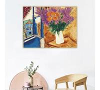 LTjiajuypd Impressions sur toile Marc Chagall « Fleurs à la fenêtre » - Peinture à l'huile - Décoration murale - Décoration d'intérieur (30 x 50 cm)