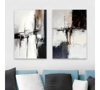 LTjiajuypd Impressions sur toile minimalistes abstraites en noir et gris, art mural marron, affiche moderne, décoration intérieure (60 x 90 cm - 2 pièces)