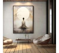 LTjiajuypd Impressions sur toile, peinture japonaise Zen Yoga Enso Cercle Méditation Sérénité Nature Paysage Affiche Mur Photos Décoration Maison 50x75CM Sans cadre