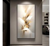 LTjiajuypd Impressions sur toile, peinture luxueuse, dorée et blanche, verticale, pour la maison, le bureau, le salon, la chambre à coucher, le couloir (50 x 100 cm)