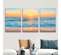 LTjiajuypd Impressions sur toile, peinture, magnifique paysage de lever de soleil en bord de mer, artiste, peinture, salon, bibliothèque, bureau, café, décoration d'intérieur (30 x 40 cm, 3 pièces)