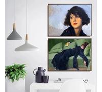 LTjiajuypd Impressions sur toile, portrait féminin rétro, affiche, jeune femme décadente (après la danse), art mural, décoration de bureau et de maison (50 x 75 cm, lot de 2)