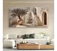 LTjiajuypd Impressions sur toile sur le thème de la maison d'un artiste, pour grandes affiches murales, chambres, vérandas, oasis désertiques avec oliviers et escaliers (30x60cm)