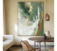 LTjiajuypd Impressions sur toile verte et blanche, peinture abstraite, art mural minimaliste vert et blanc, peinture marron, décoration de salon, 70 x 100 cm, sans cadre