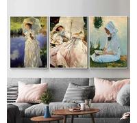 LTjiajuypd John Singer Sargent, célèbre peintre, portrait féminin, affiche, femme élégante, impression sur toile, peinture murale, décoration d'intérieur, 30 x 40 cm, 3 pièces, sans cadre