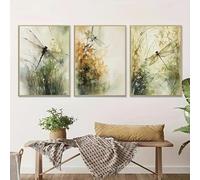 LTjiajuypd Lot de 3 affiches et impressions sur toile représentant une libellule nordique, style aquarelle, décoration murale moderne pour salon et maison (50 x 75 cm, 3 pièces)