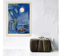 LTjiajuypd Marc Chagall « Saint Jean Cap Ferrat, 1952 » - Reproduction sur toile, peinture à l'huile, affiche, tableau, décoration murale (50 x 70 cm, sans cadre)