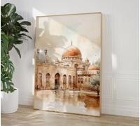 LTjiajuypd Mosquée, anciens bâtiments de la ville sainte, peinture sur toile abstraite moderne de style bohème beige (40x60CM/sans cadre)