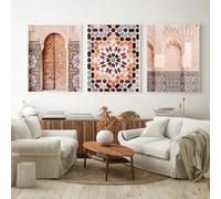 LTjiajuypd Photographie d'architecture marocaine, impressions sur toile islamiques, peinture, art, salle, salon, chambre à coucher, décoration murale, 60 x 85 cm, 3 pièces, sans cadre