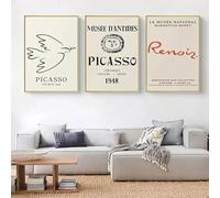 LTjiajuypd Picasso Art Morandi Abstrait Ligne Figures Mur Art Affiches Et Impressions Peinture Sur Toile Pour La Décoration Intérieure De La Chambre (40x60cm-3Pcs)
