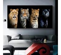 LTjiajuypd Portrait rapproché, grande toile sauvage, lion, tigre, léopard, photos d'animaux, affiches et impressions pour décoration de salon, 80 x 160 cm, sans cadre