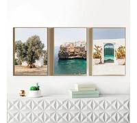LTjiajuypd Pouilles, Italie, Méditerranée - Toile imprimée - Olivier - Décoration murale - Photographie de paysage d'été italien - Galerie (30x40cm-3 pièces)