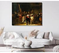 LTjiajuypd Rembrandt Van Rijn La Ronde de Nuit Affiche Vintage Impressions Art Mural Impressions sur Toile Peinture Image Décoration de Chambre Bureau 30x45CM Sans Cadre