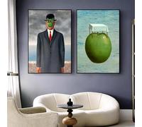 LTjiajuypd Reproduction d'une peinture sur toile de René Magritte, œuvre d'art classique surréaliste, affiche imprimée, décoration murale pour la chambre ou la maison (40 x 55 cm - 2 pièces)