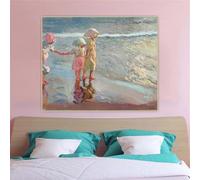 LTjiajuypd Reproduction sur toile du tableau à l'huile de Joaquín Sorolla « Les trois sœurs sur la plage », œuvre célèbre, décoration pour la maison et le salon (40 x 60 cm, sans cadre)