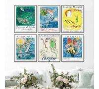 LTjiajuypd Reproductions sur toile de la série Marc Chagall, affiche imprimée sur toile pour la décoration murale du salon et de la chambre (30 x 40 cm - 6 pièces/sans cadre)