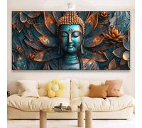 LTjiajuypd Statues et plantes, impressions sur toile florales bouddhistes modernes, affiche du Bouddha doré, décoration pour la maison, la chambre à coucher (50 x 100 cm)