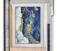 LTjiajuypd Tableau abstrait à l'huile, nuages bleus et or, impression sur toile, affiche décorative pour salon (60 x 90 cm, sans cadre)