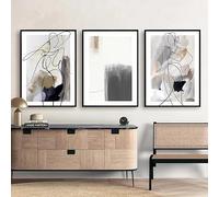 LTjiajuypd Tableau abstrait de lignes corporelles sur toile, affiches de baisers et d'étreintes, style nordique moderne, décoration intérieure (60 x 90 cm - 3 pièces)