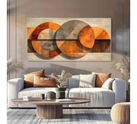 LTjiajuypd Tableau abstrait moderne sur toile avec des lignes géométriques rétro sombres et neutres, idéal pour le salon (55 x 110 cm)
