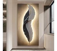 LTjiajuypd Tableau abstrait moderne sur toile représentant des plumes, idéal pour le salon, la chambre ou le bureau. Décoration intérieure minimaliste et neutre (50 x 100 cm).