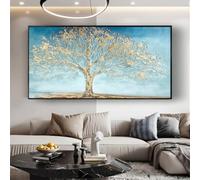 LTjiajuypd Tableau abstrait moderne sur toile, représentant un arbre doré, idéal pour la décoration du salon (80 x 160 cm)